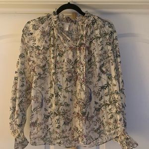 Floral Silk Peasant Top